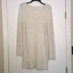 Charming Charlie white fuzzy sweater dress